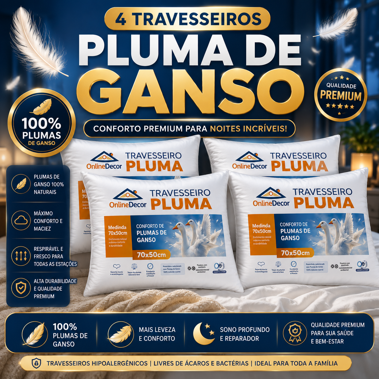 Travesseiros Pluma de Ganso