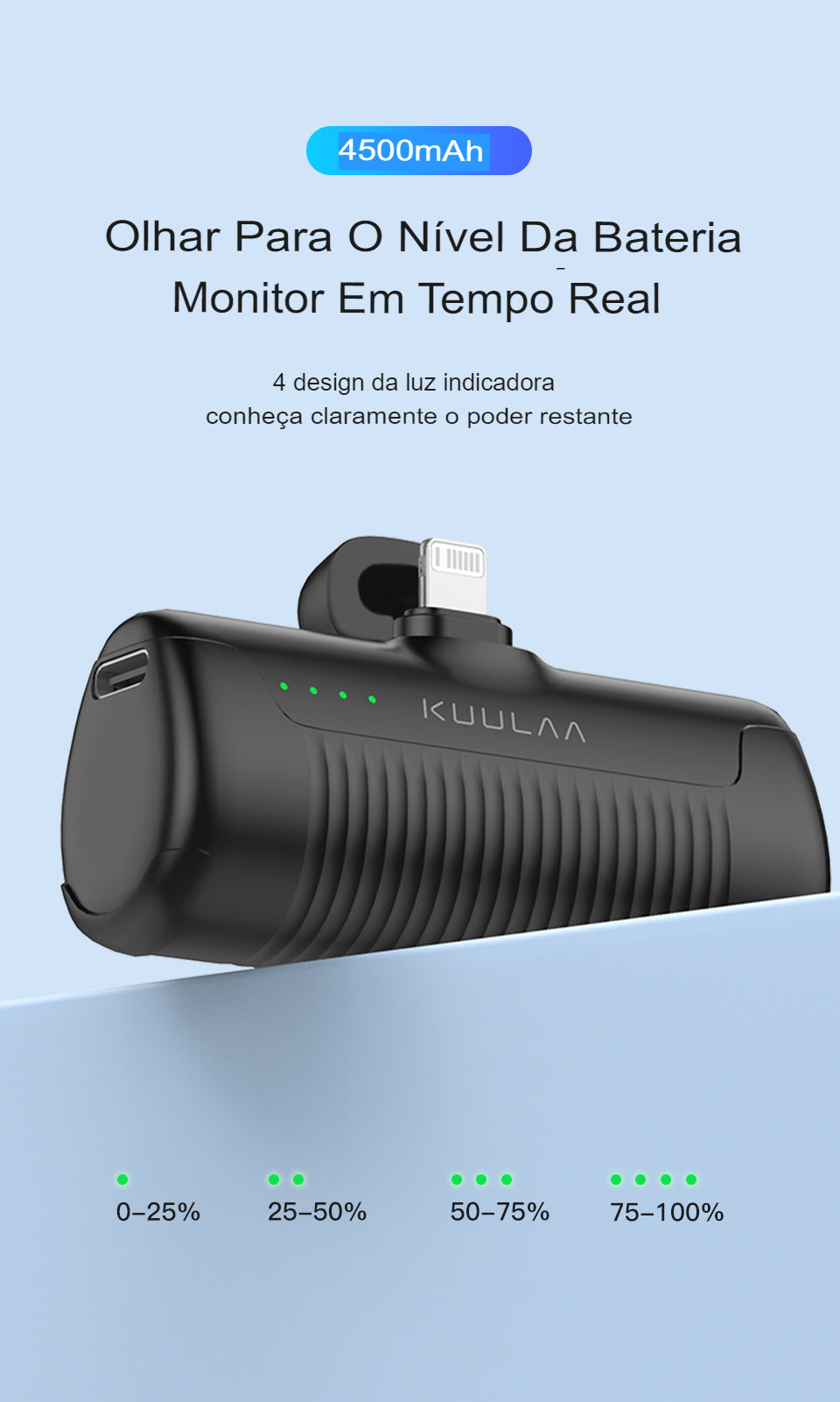 PowerBank Carregador Portátil 4500mAh - Você Conectado em Qualquer Lugar