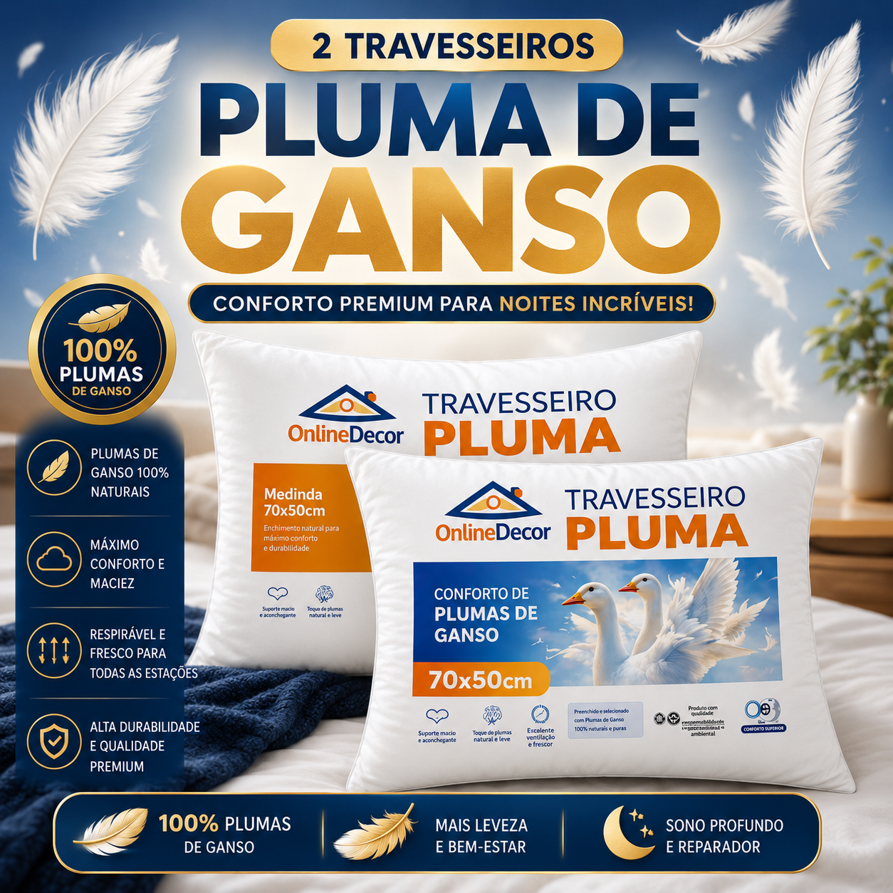 Travesseiros Pluma de Ganso